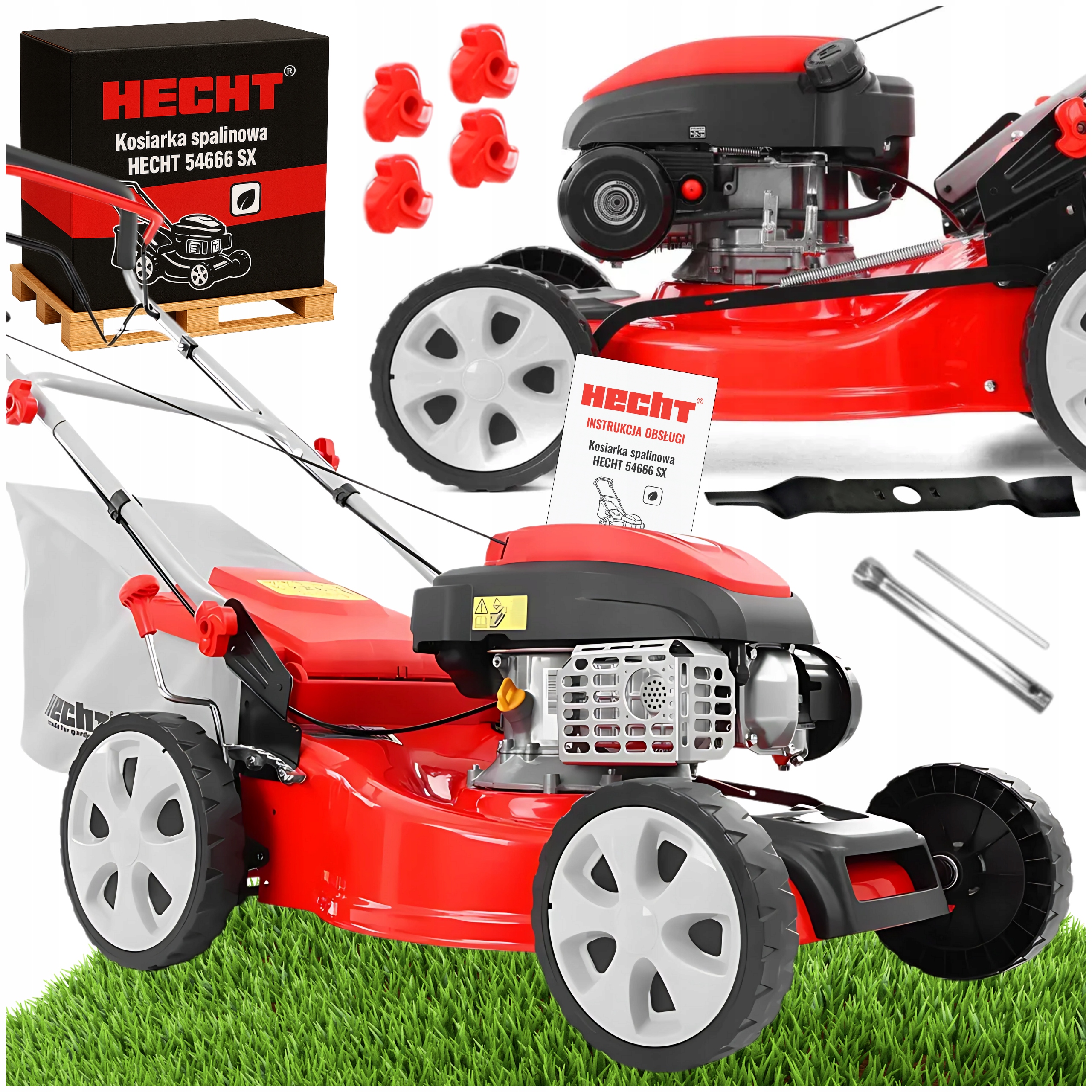 Benzínová kosačka na trávu Hecht 546 SX, výkon 3,50 HP, šírka 46 cm, objem koša 55 l